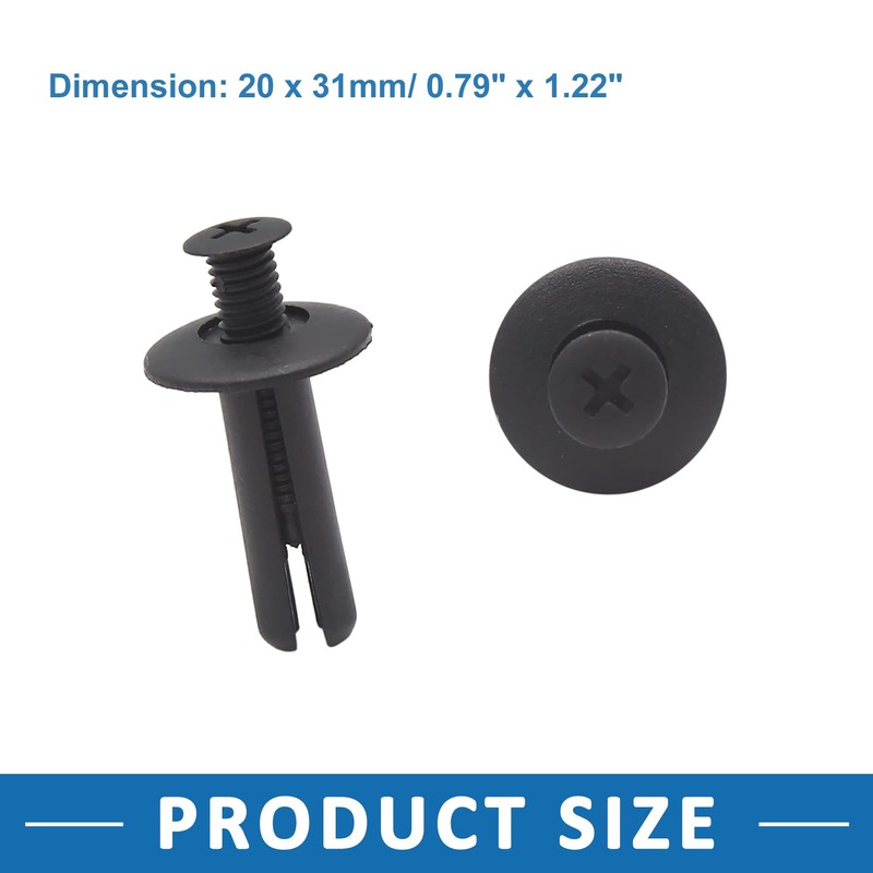 A ABSOPRO Screw Rivets Trunk Fender Retainer Clip 8mm Plastic