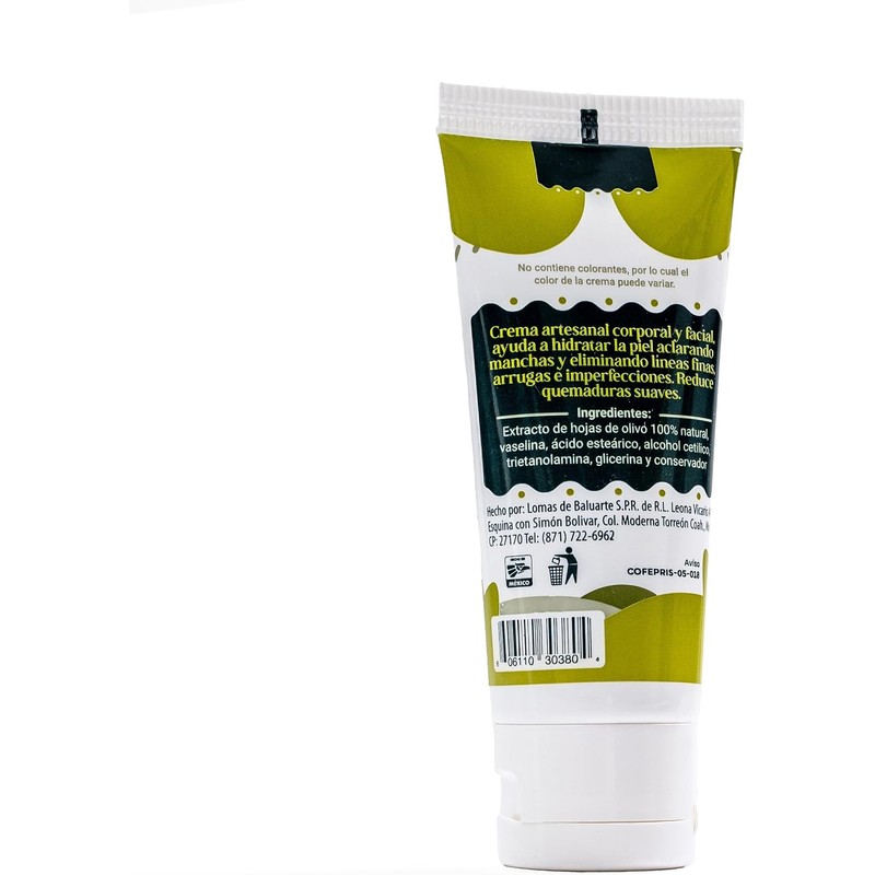 VERDE OLIVO - Crema Hidratante Artesanal con Extracto de Hoja