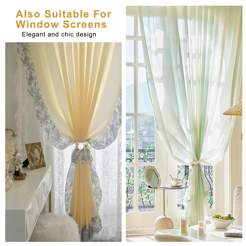 AULEEP Pearl Curtain Tiebacks, Pack of 2 Adjustable Tiebacks for