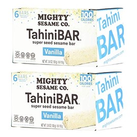 Mighty Sesame TahiniBars (Vanilla, 6 count pack of 2) 100 Calorie Bar, Gluten Free, Vegan, Nothing Artificial, Kosher