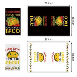 Croar Funny Taco Kitchen Dish Towels Set of 2, Mexican Food You Can't Make Everyone Happy Drying Hand Towel Baking Cooking Cloth, Black Restaurant Dining Room Home Decor Taco Lover Gifts 18'' x 26''
