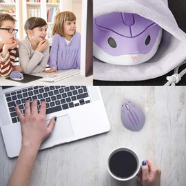 Wireless Mouse, 1200DPI Low Noise Mouse with USB Unified Receiver，Silent Cordless Mouse, Cute Hamster Shape Mouse ，Lightweight and Portable for PC/Mac/Laptop, Gift for Kids and Girls(Purple)
