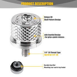 Sresk Rear Fender Seat Bolt Screw 1/4"-20 Thread for Harley (Chrome B Kit)