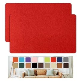 Giftmeet Self Adhesive Leather Repair Patch, Red Vinyl Repair Patch Kit for Car Seat, 8×12 Inch Sofa Leather Repair Patch Furniture for Couch, Handbag, Kitchen Stools, Cabinets, Wall 2 Pcs