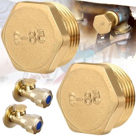 Dilightnews Pack of 2 Small Gold Brass Blanking Plugs 3/4 Inch NPT Male Thread, Brass Pipe Plugs End Plugs for Pipe Connection