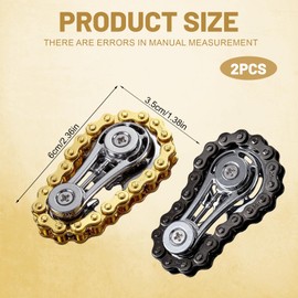 2pcs Bike Chain Fidget Toy, Metal Fidget Toys for Adults, Portable Chain Sensory Toys for Focus and Relaxation, Stress Relief Spinning Toy Party Favors Gifts Anxiety Relief