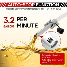 Fuel Transfer Pump with Auto Stop Sensor, 3.2 GPM Portable Fuel Pump, 51" Extra Long Hose Transfer Pump, 4 Can Adapters, Battery or USB Powered, Gas Can Pump for Oil, Gasoline, Kerosene, Diesel