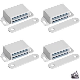 WOOCH Magnetic Door Catch - 30lb High Magnetic Stainless Steel Heavy Duty Catch for Kitchen Bathroom Cupboard Wardrobe Closet Closures Cabinet Door Drawer Latch (2.1 in White, 4-Pack)