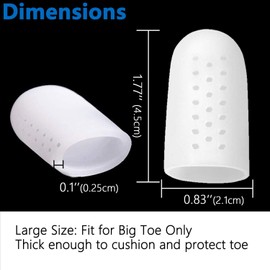 JKcare 10 Pack Big Toe Protectors, Gel Toe Caps, New Breathable Silicone Toe Covers with Holes- Cushion for Corns, Calluses, Blister, Ingrown Toenail and Reduce Friction - Large