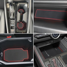 ZOXOQ Center Console Liner Fit for Honda Accord Accessories 2023 2024 2025 2026 Cup Holder Coaster Anti Dust Liner Door Pocket Pad Interior Trim Non-Slip Slot Mat Custom Rubber Insert, 17pcs (Red)