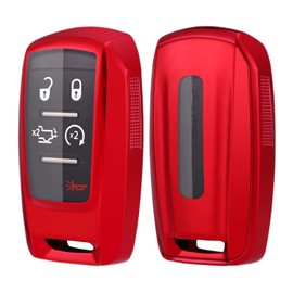 Full Protection Soft TPU Key Fob Cover Case fits for 2019 2020 2021 Dodge Ram 1500 2500 Keyless Entry Remote Skin Accessories (Red)