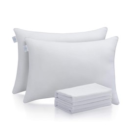 Acanva Bed Sleeping 2 Pack with Luxury Hotel Quality, Super Plush 3D Fiber Filling, Top-end Microfiber Cover for Side Stomach Back Sleepers, King (Pack of 2), White/with Pillow Case 2 Count