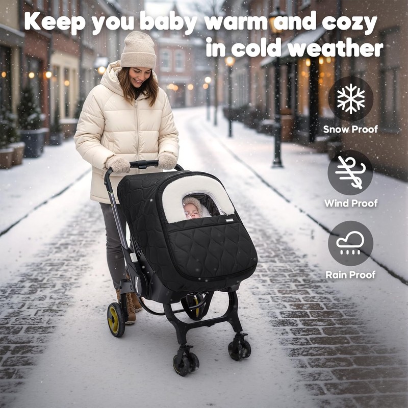 Winter Baby Car Seat Cover, Waterproof, Windproof Warm Fleece Breathable