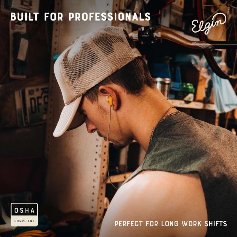 Elgin Ruckus Wireless Bluetooth Earplug Headphones, 25 dB NRR, Noise