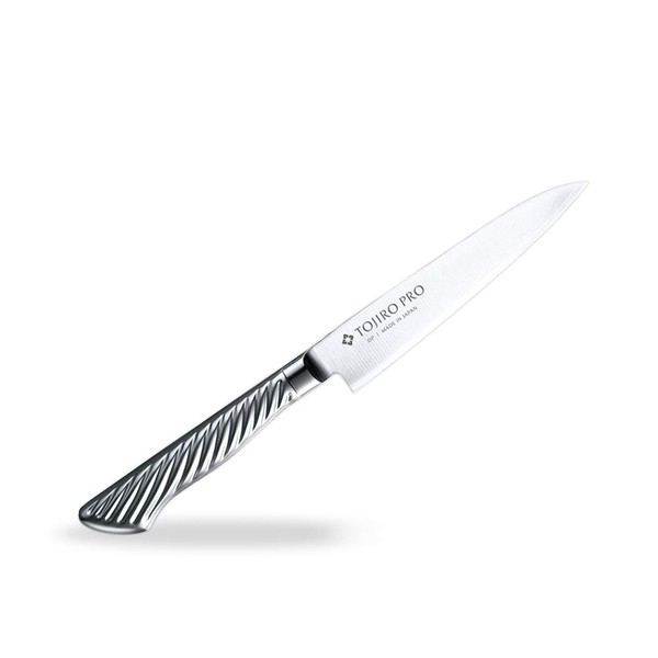 藤次郎 ペティナイフ 120mm 日本製 コバルト合金鋼 両刃 果物や野菜の皮を剝いたり飾り切りに最適 肉や魚の調理にも使える万能包丁 柄は握りやすいトルネード模様 オールステンレス