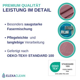 ELEXACLEAN Microfibre Tea Towels (Set of 6, 68 x 42 cm, Antique Pink/Rose) Absorbent, Washable up to 60 °C, Kitchen Towels, Modern