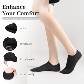 Sunm Boutique No Show Socks Womens Low Cut & Non Slip, Invisible Liner Casual & Formal Socks, Flat Boat Line 3 Pairs (Black, 8.5-11)