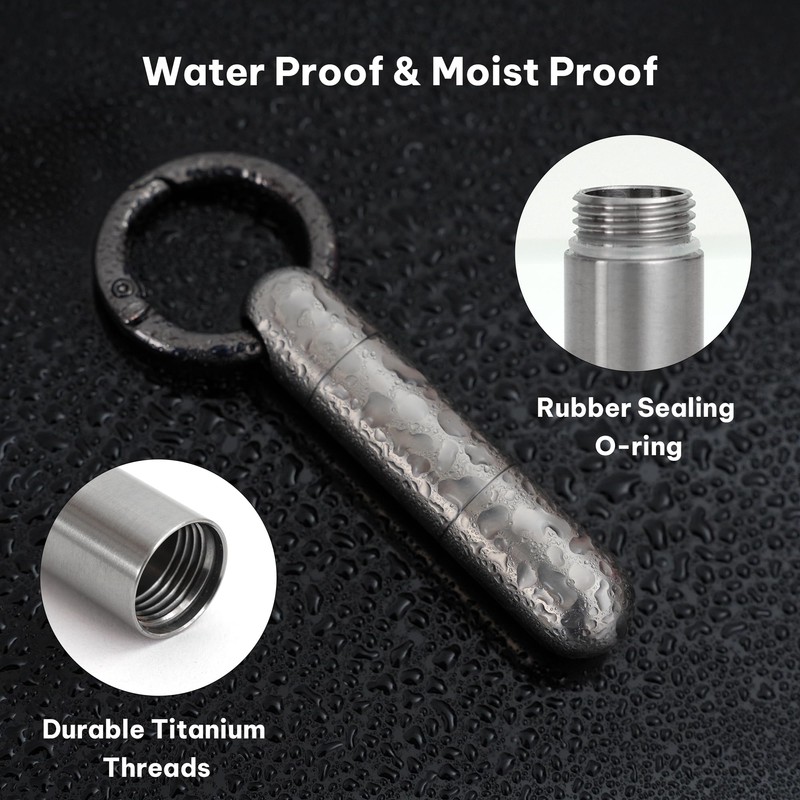 VANSU Titanium Keychain Pill Holder,Portable Mini Pill Case, Waterproof Small