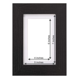 Fabian Clarke London® 7x5 Modern Black Wooden Picture Photo Frame with 6x4 White Mount Includes Safety Glass Front Hang Portrait or Landscape