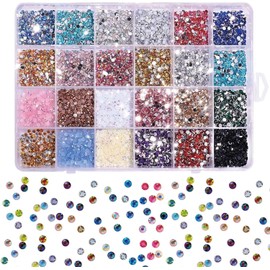Cristales Decorativos para Manualidades, Pedrería de Cristal para Uñas, Maquillaje, Teléfonos, Horquillas y Más, 24 Colores en Caja de Almacenamiento 