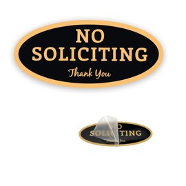 NanTun No Soliciting Sign: Keep Unwanted Visitors Away with Our Durable and Stylish Solution - Oval Black/Gold 1 Pack