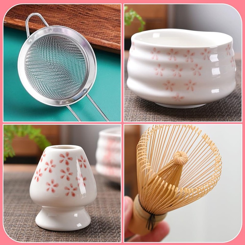 XPJBKC Matcha Whisk Set, 5 PCS Matcha Set Pink, Reusable
