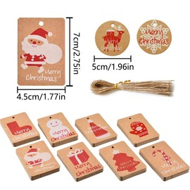 WELANE Tags with Twine, 100PCS Brown Kraft Paper Tags for Gift Wrapping, Christmas Decoration