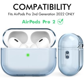 NIUTRENDZ AirPods Pro 2 Case Clear 2022 Soft TPU Protective Cover with Lanyard [Front LED Visible] [Support Wireless Charging] Compatible with AirPods Pro 2nd Generation