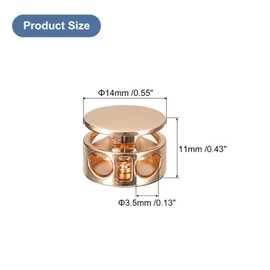 sourcing map 8Pcs Metal Cord Locks, 3.5mm Double Hole Toggle Spring Stop Cord Locks End Fastener Slider for Backpacks Clothing Drawstrings Lanyards, Gold Tone