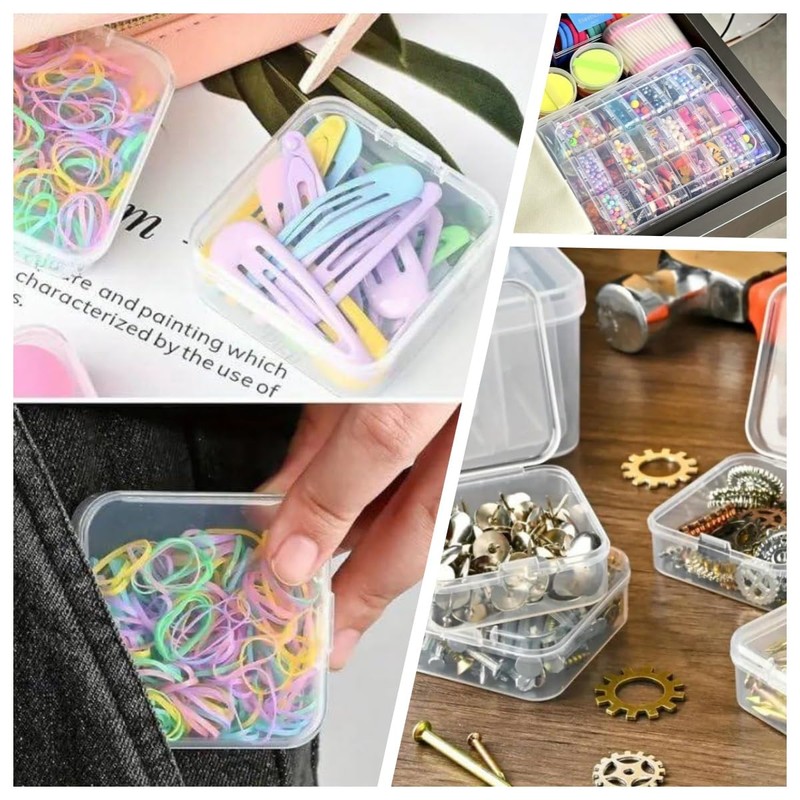 Bead Organizer Box, Clear Plastic Bead Storage Cases with Hinged