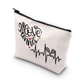 PLITI Tennis Lover Makeup Bag for Women Girls Tennis Gift Tennis Player Travel Pouch Tennis Coach Thank You Gift (I Love tennisU)