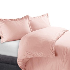 Royal Hotel Bedding Solid Duvet Covers Cotton 300-Thread-Count 2-Piece Duvet-Cover Set, 100% Cotton Soft and Cool Solid Plain Duvet Set, Twin/Twin-XL Size, Pink-Blush