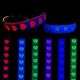 DOGLED Subversive USB-C led Light up Airtag Dog Collar, Subversive 3D Sunflower Design Comfortable and Soft Material,Multicolored Lighting (D-Blue, M(15.7-19.7"))