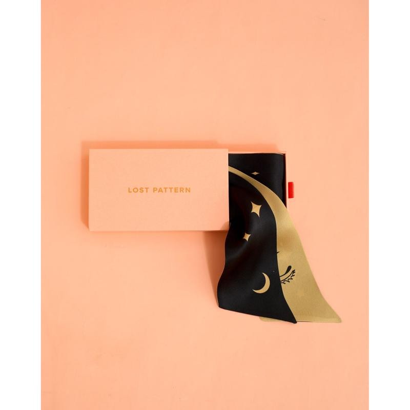 "Moonlit Stars" Silk Neck Bow Scarf