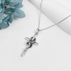JERWLI Dragon Cross Necklace 925 Sterling Silver Dragon Pendant Necklace