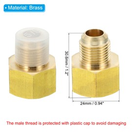 PATIKIL 1/2 Inch Female Flare x 3/8 Inch Male Flare Connector, SAE 45 Degree Flare Brass Adapter Flare Pipe Fitting for Air Gas Line Refrigeration HVAC