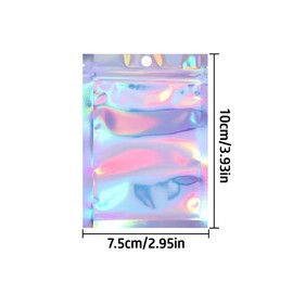 WELANE Foil Pouch Bags, 100 PCS Holographic Zip Lock Bags for Party Favor, Food Storage (7.5 X 10cm)
