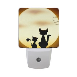 LORVIES Two Cats On The Roof Plug in LED Night Light Auto Sensor Dusk to Dawn Decorative Night for Bedroom, Bathroom, Kitchen, Hallway, Stairs,Hallway,Baby's Room, Energy Saving