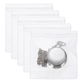 PATIKIL Small Plastic Bags for Jewelry 4.3" x 4.3", 100 Pcs Reusable Zipper Lock Jewelry Bag Clear PVC Packing Pouch for Rings Earrings Bracelet Beads