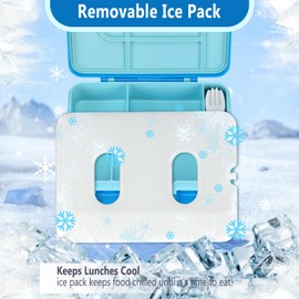 JOOPETALK Chill Bento Lunch Box for Kids Adult with Ice Pack Keep Food Cold Fresh 5-Compartment Reusable Leak Proof Lunch Container for Girl Boy School Dishwasher & Freezer Safe