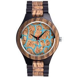 SUPBRO Wooden Watches Men's Watches Wooden Watch for Men Analogue Watch Wooden Watch Quartz Movement with Leather Strap, Men's watch, Bracelet