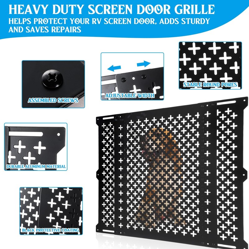 Gisafai 18 Inch High Adjustable RV Door Screen Protector Adjusts