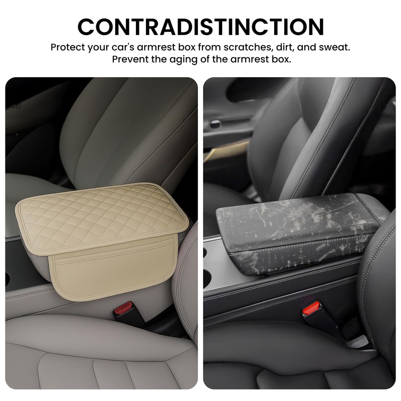 Upgraded Car Middle Center Console Cover,Microfiber Leather Car Armrest Cover