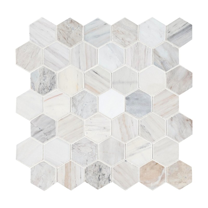 MSI Angora Polished 2' Hexagon Marble Mosaic Tile for Kitchen,