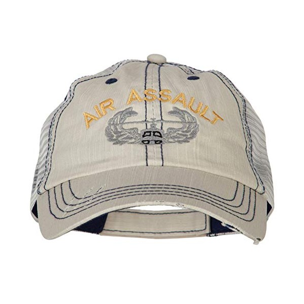 e4Hats.com US Army Air Assault Embroidered Low Profile Cotton Mesh Cap - Putty OSFM
