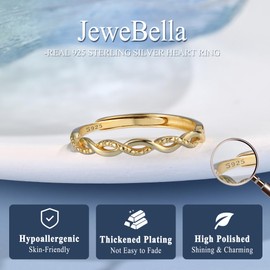 JeweBella Ring Silver 925 Women's Adjustable Rings Women Stacking Thumb Ring Engagement Ring Engagement Ring Finger Ring Band Ring Women's Jewellery Gold/Silver/Rose Gold