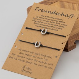 Pax Amare Friendship Bracelets for 2 with Hearts, Yin Yang, Butterfly - Gluck BFF Bracelet for Girls & Women, Large