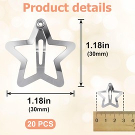Mxxipp 20pcs Star Hair Clips for Women, Non-Slip Star Snap Hair Barrettes, Y2K Star Hair Accessories for Long Short Curly Wavy Straight Thick Thin Hair- Silver