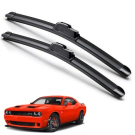 EZ Motoring For 2008-2023 Dodge Challenger Windshield Wiper Blades J-HOOK Hybrid Silicone