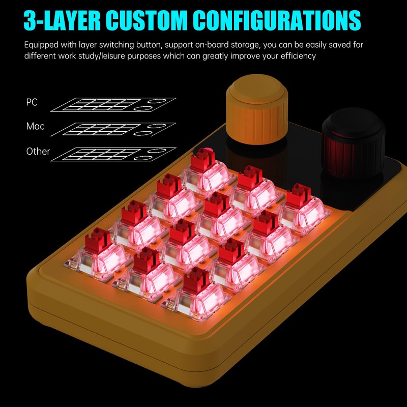 Mini Macro Programmable Keypad, One Handed Custom Programmable Gaming Keyboards